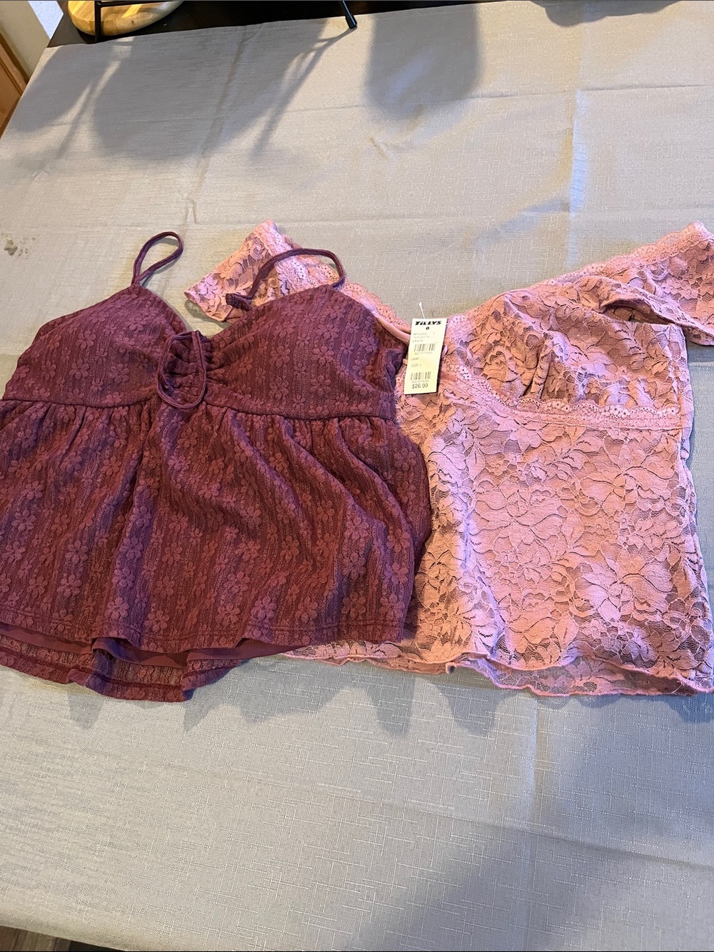 No Boundaries Lace Bralette and Lace-Trim Cami in Mauve.